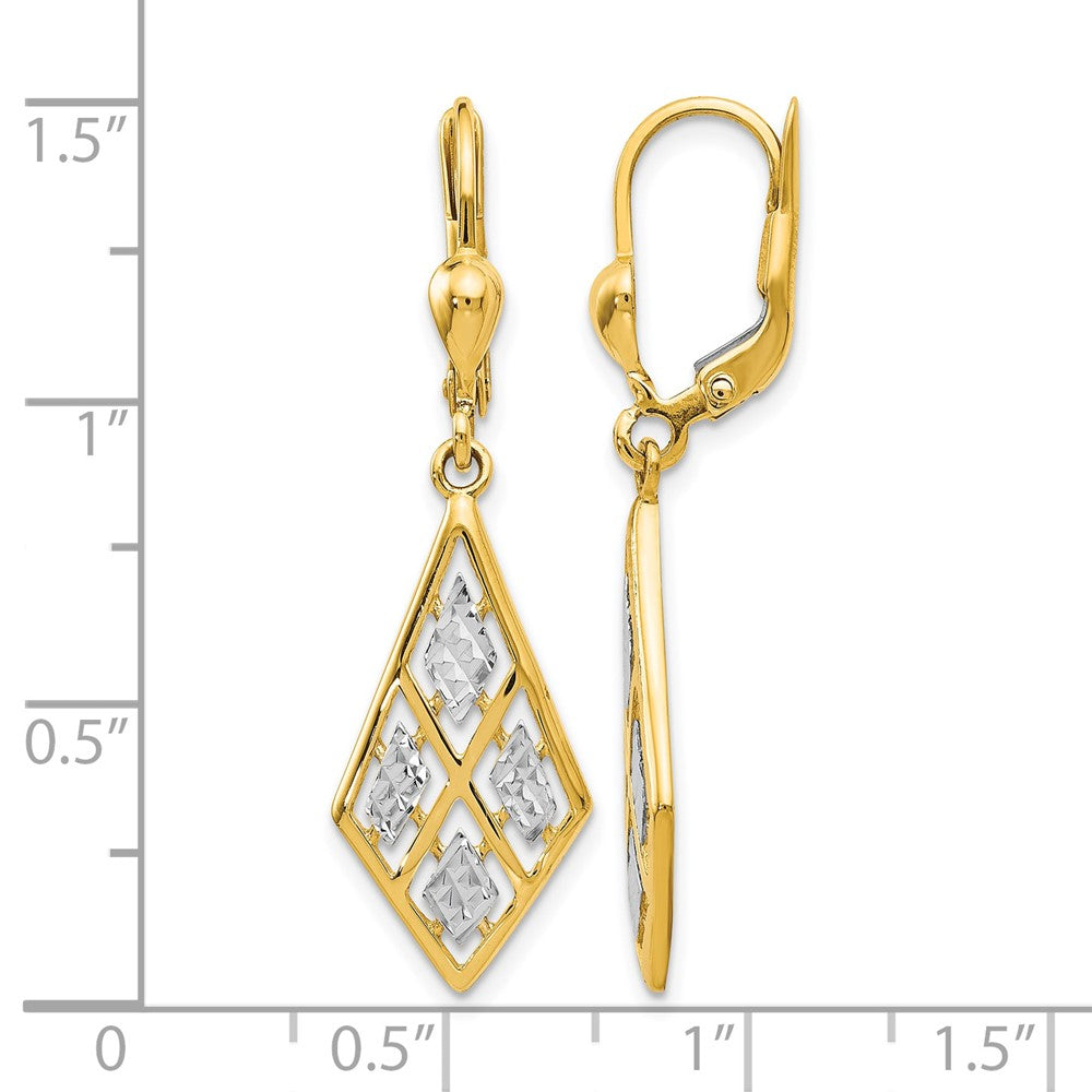 14K Yellow & Rhodium With D/C Leverback Earrings