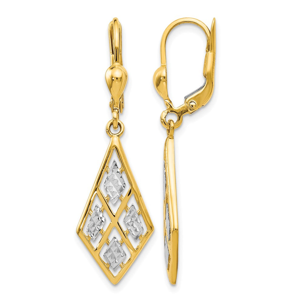 14K Yellow & Rhodium With D/C Leverback Earrings