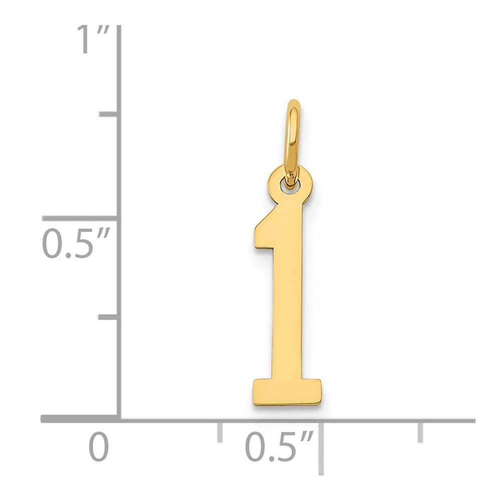 14K Yellow Gold Small Elongated Number 1 Charm