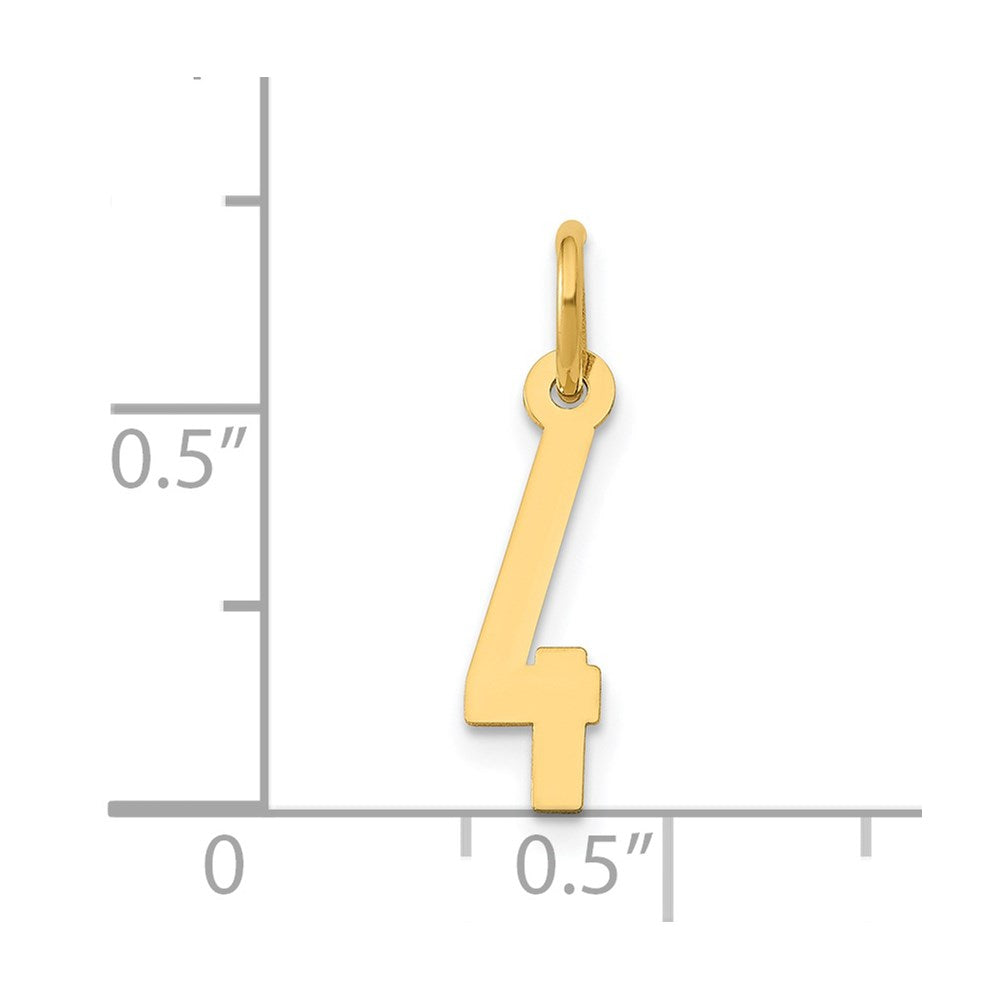 14K Yellow Gold Small Elongated Number 4 Charm