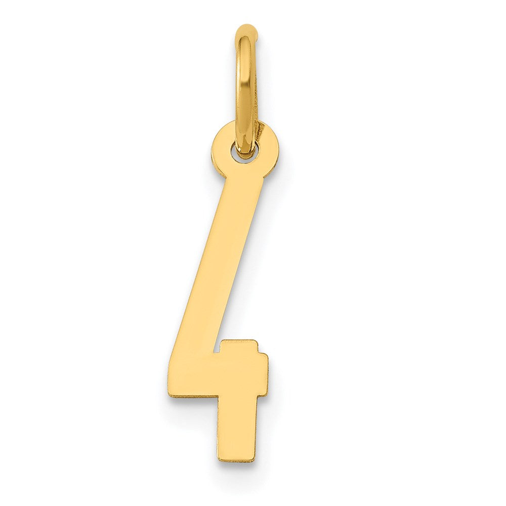 14K Yellow Gold Small Elongated Number 4 Charm