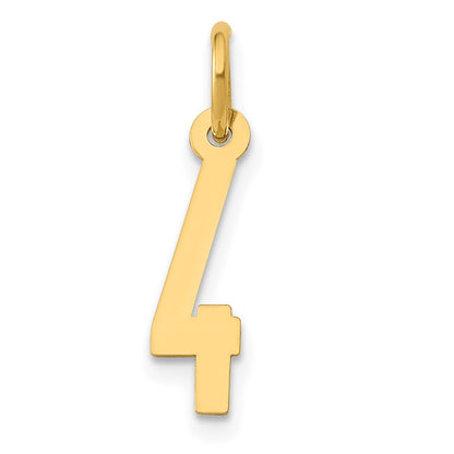 14K Yellow Gold Small Elongated Number 4 Charm