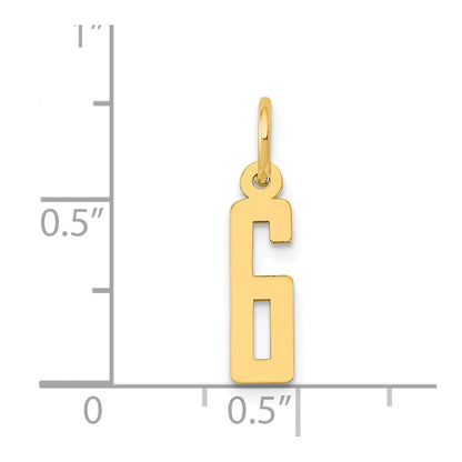 14K Yellow Gold Small Elongated Number 6 Charm