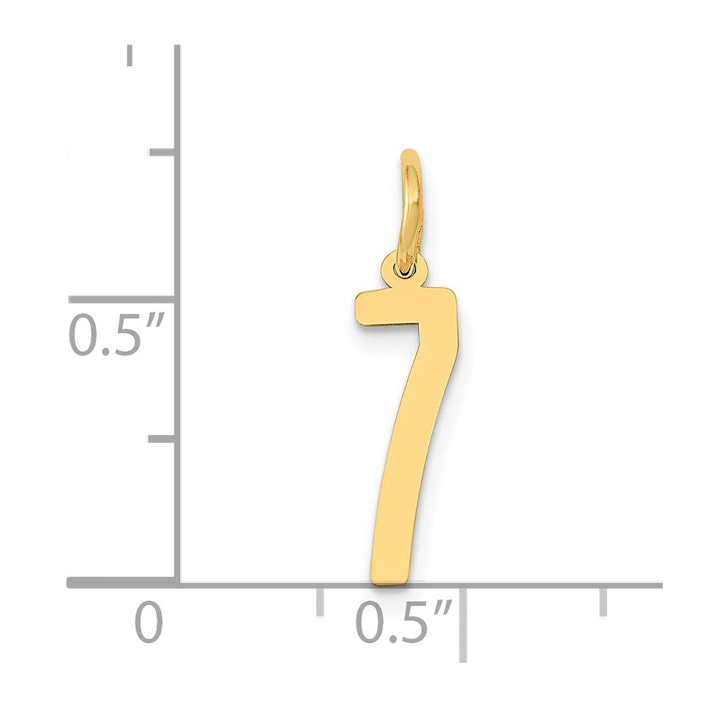 14K Yellow Gold Small Elongated Number 7 Charm