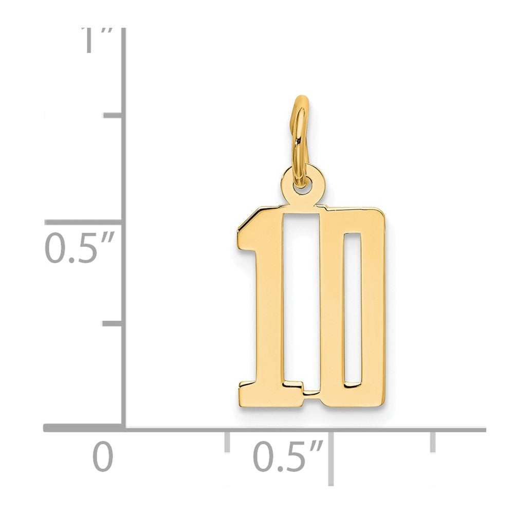 14K Yellow Gold Small Elongated Number 10 Charm