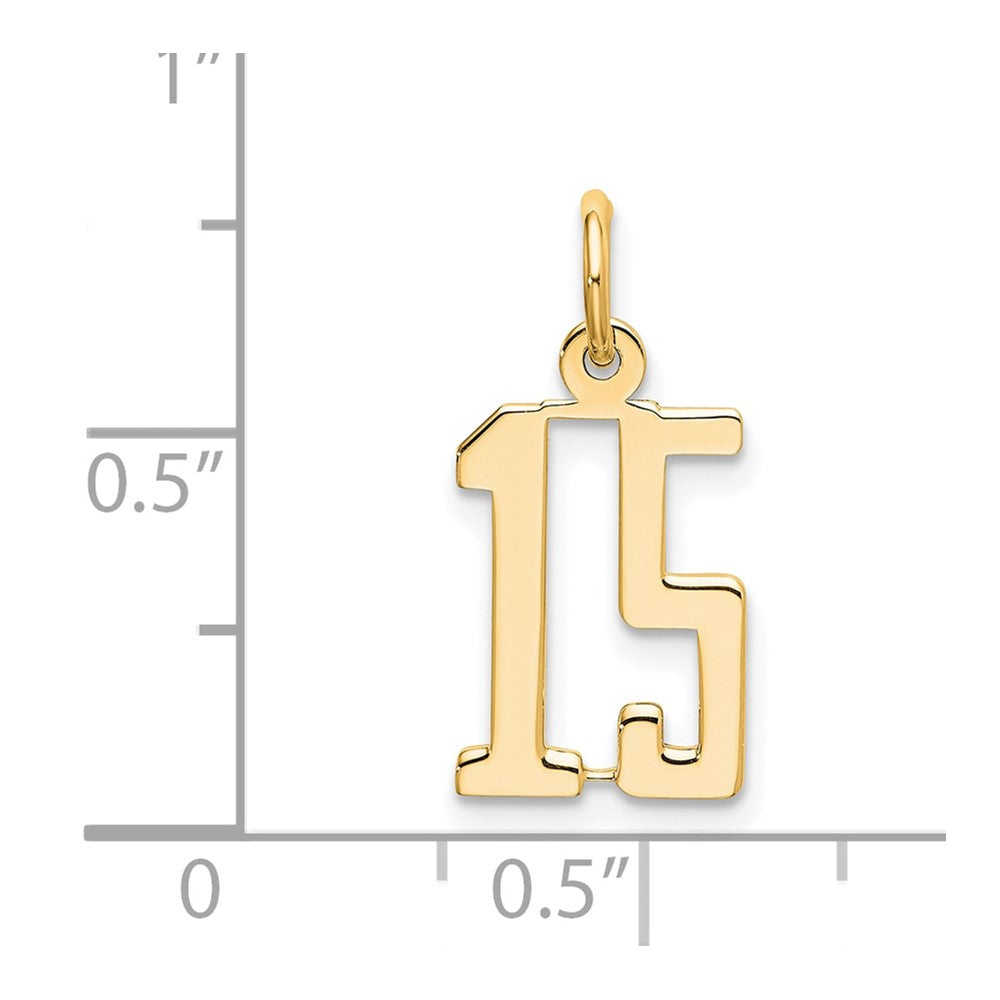 14K White Gold Small Elongated Number 15 Charm