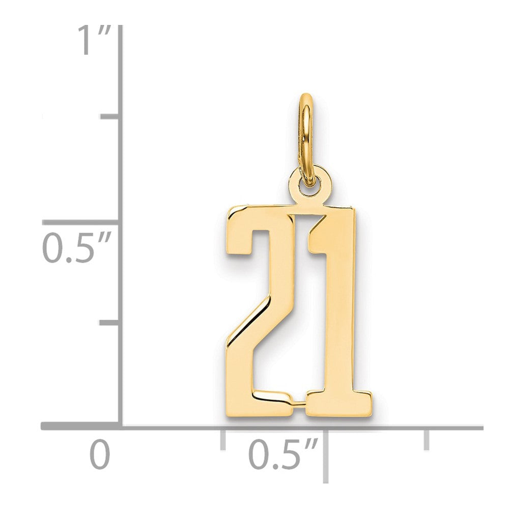 14K Yellow Gold Small Elongated Number 21 Charm