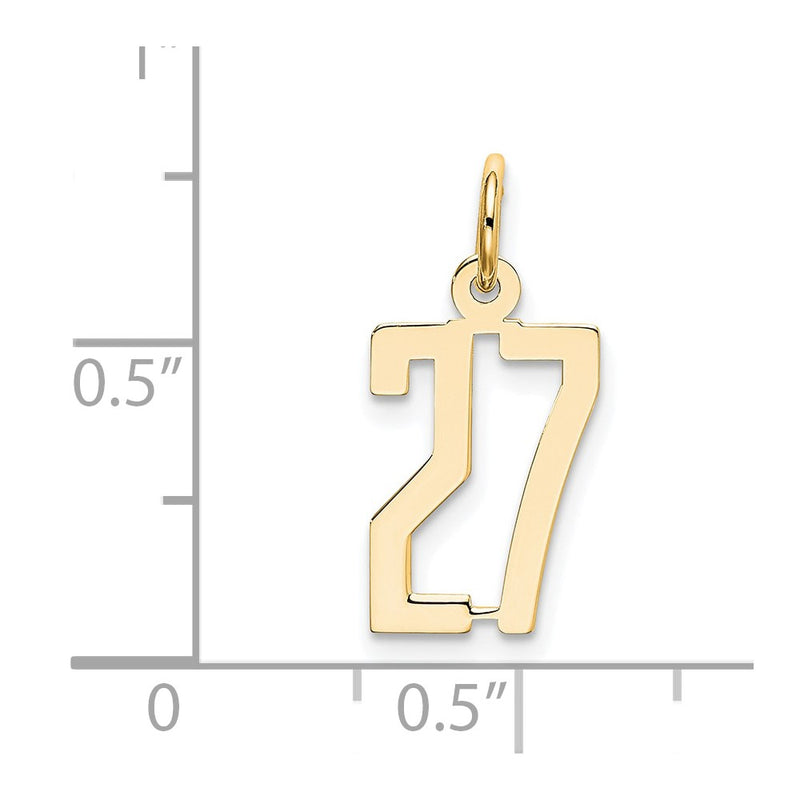 14K Yellow Gold Small Elongated Number 27 Charm