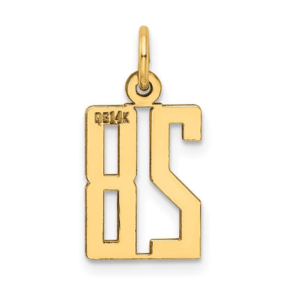 14K Yellow Gold Small Elongated Number 28 Charm