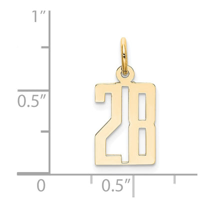 14K Yellow Gold Small Elongated Number 28 Charm