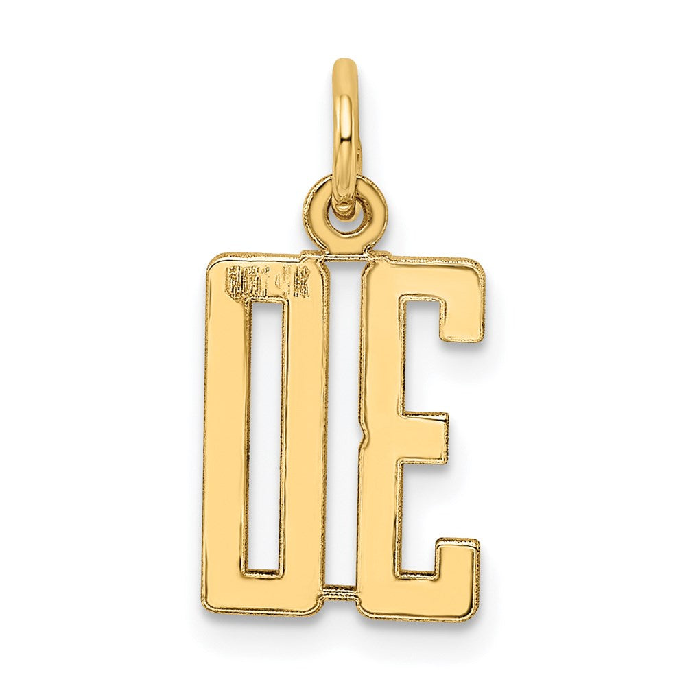 14K Yellow Gold Small Elongated Number 30 Charm