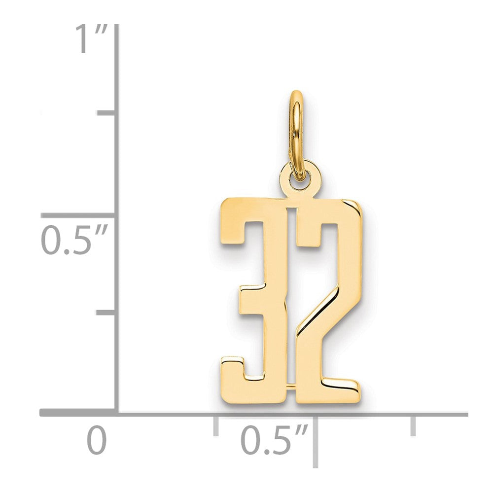 14K Yellow Gold Small Elongated Number 32 Charm