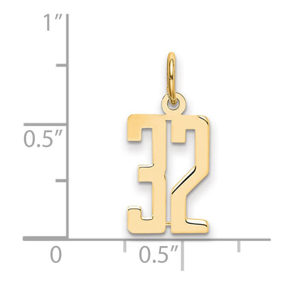 14K Yellow Gold Small Elongated Number 32 Charm
