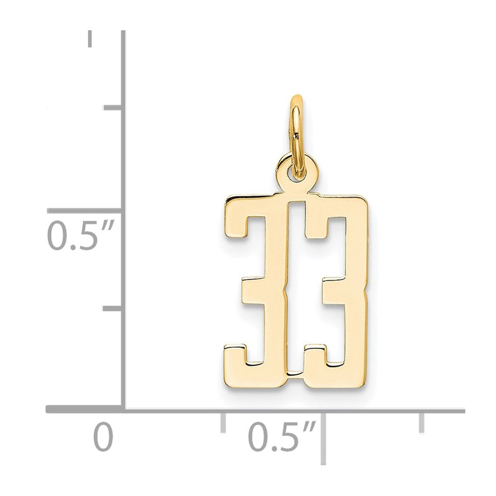 14K Yellow Gold Small Elongated Number 33 Charm
