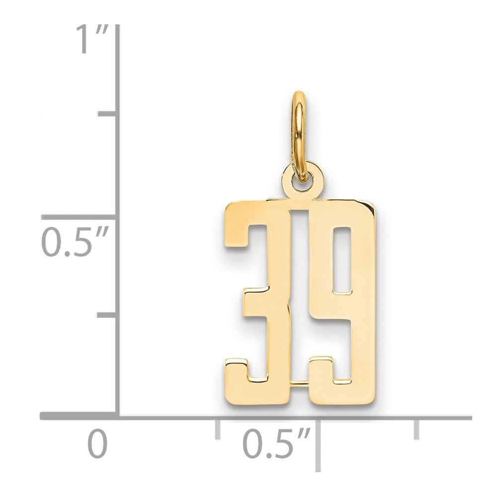 14K Yellow Gold Small Elongated Number 39 Charm