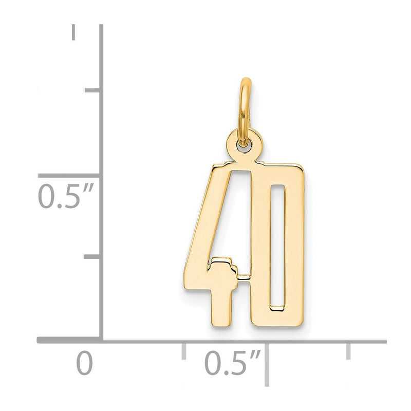 14K Yellow Gold Small Elongated Number 40 Charm
