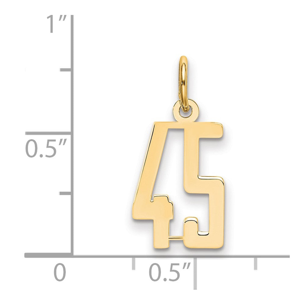 14K White Gold Small Elongated Number 45 Charm