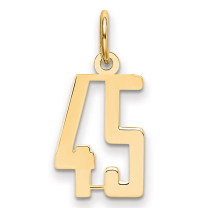 14K White Gold Small Elongated Number 45 Charm
