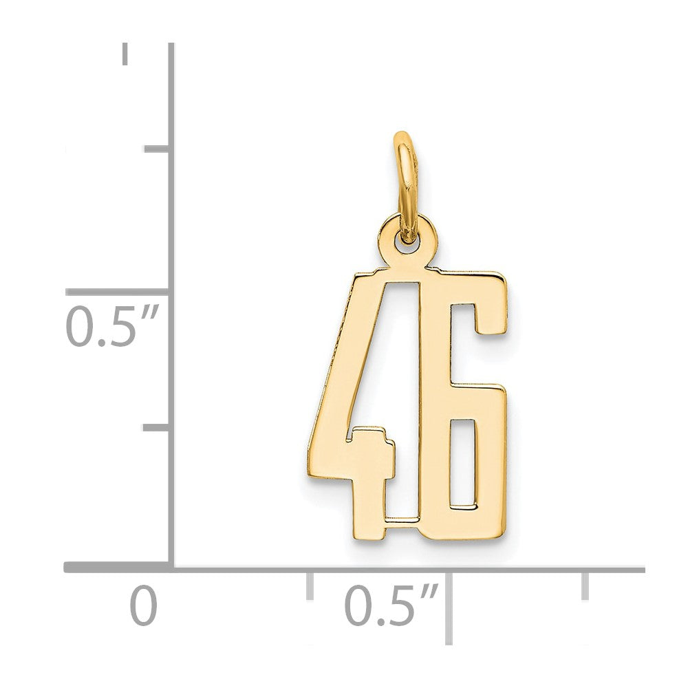 14K Yellow Gold Small Elongated Number 46 Charm