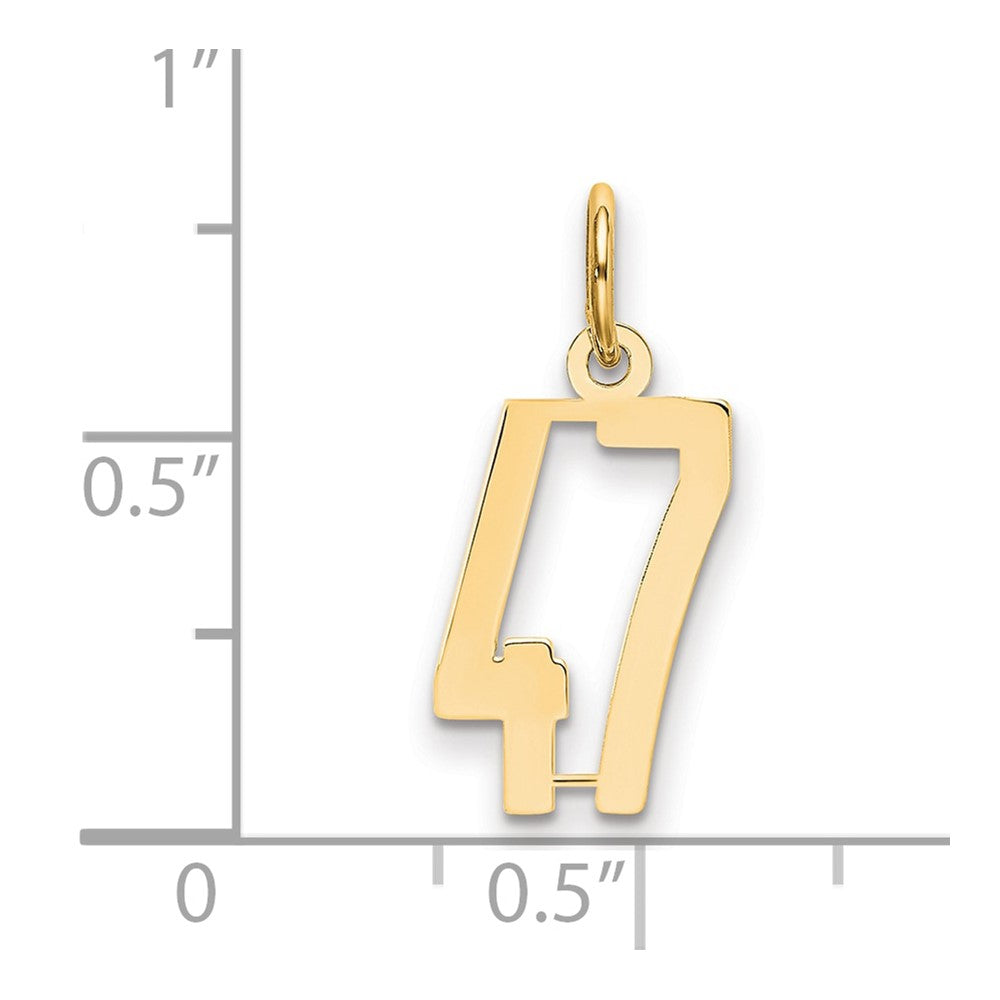 14K Yellow Gold Small Elongated Number 47 Charm
