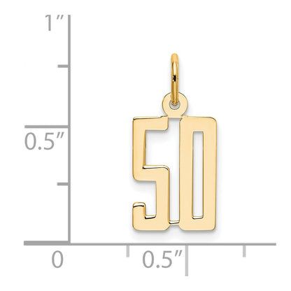 14K Yellow Gold Small Elongated Number 50 Charm