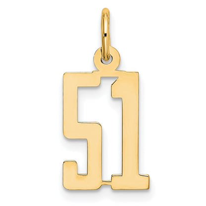 14K White Gold Small Elongated Number 51 Charm
