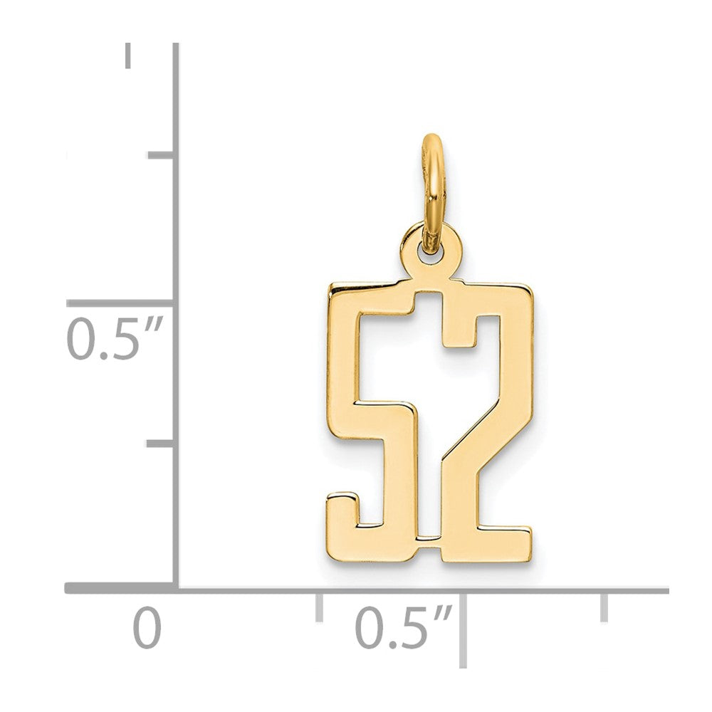 14K Yellow Gold Small Elongated Number 52 Charm