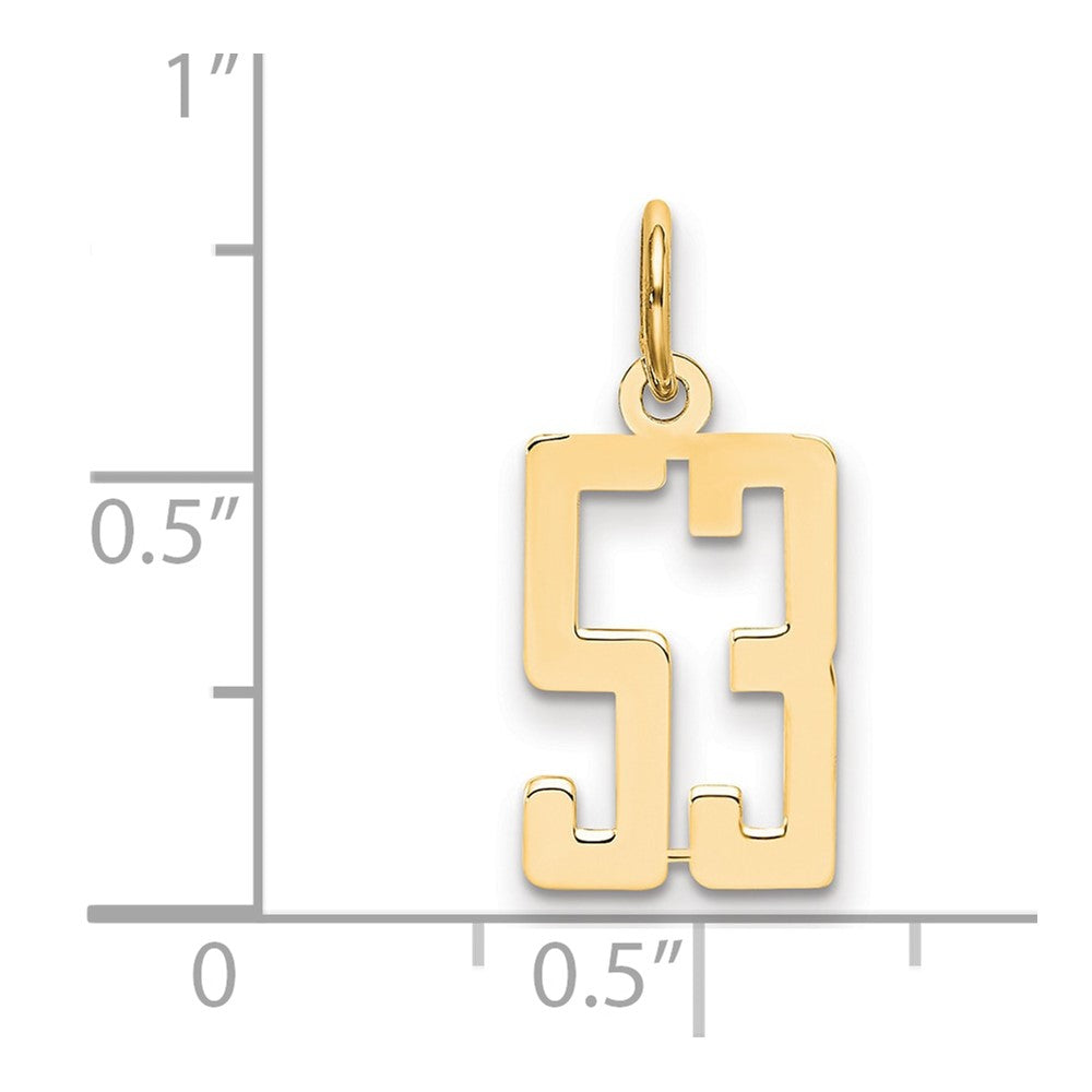 14K Yellow Gold Small Elongated Number 53 Charm