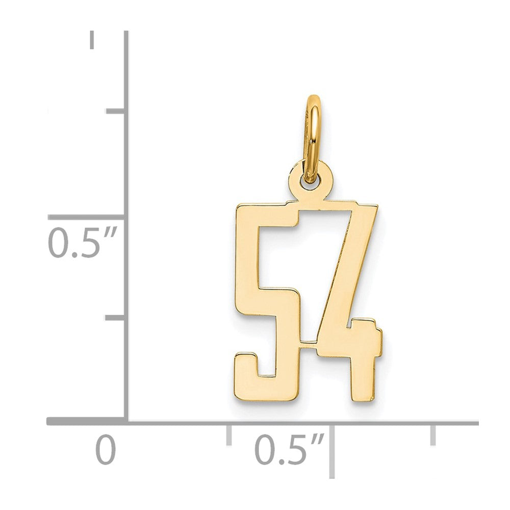 14K White Gold Small Elongated Number 54 Charm