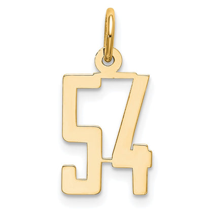 14K White Gold Small Elongated Number 54 Charm