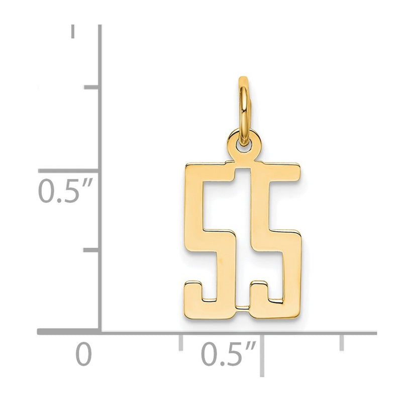 14K Yellow Gold Small Elongated Number 55 Charm