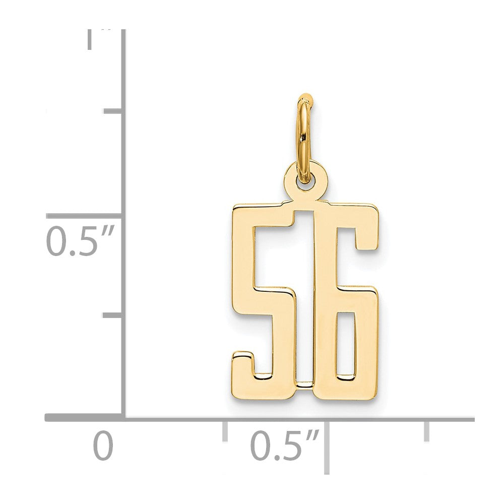 14K Yellow Gold Small Elongated Number 56 Charm
