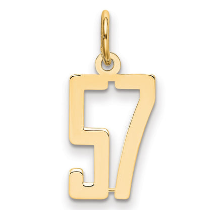 14K Yellow Gold Small Elongated Number 57 Charm