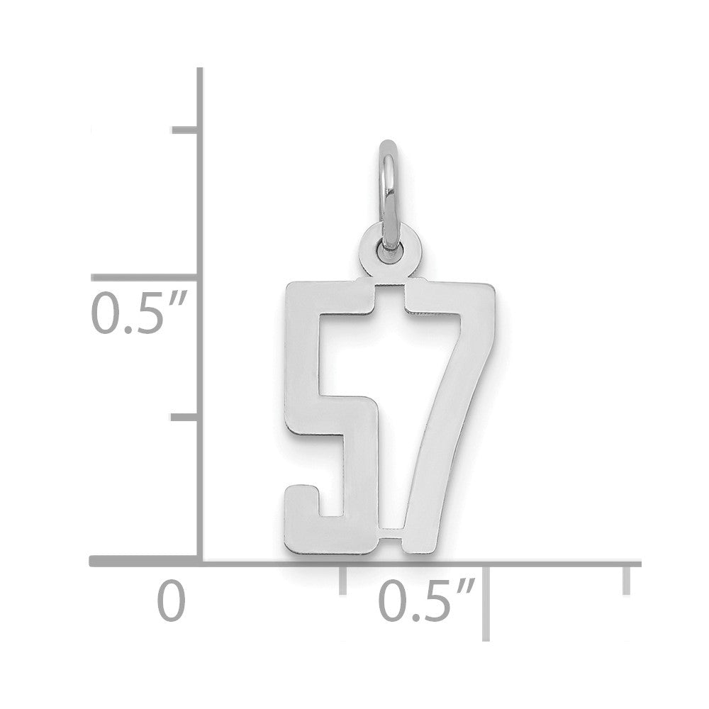 14K White Gold White Small Polished Elongated 57 Charm