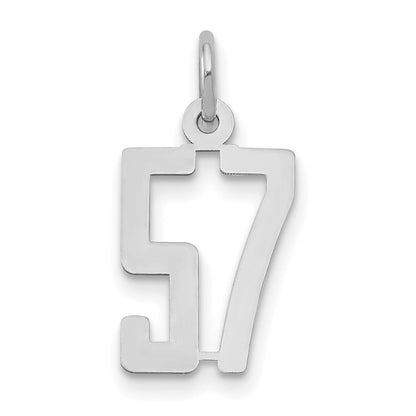 14K White Gold White Small Polished Elongated 57 Charm