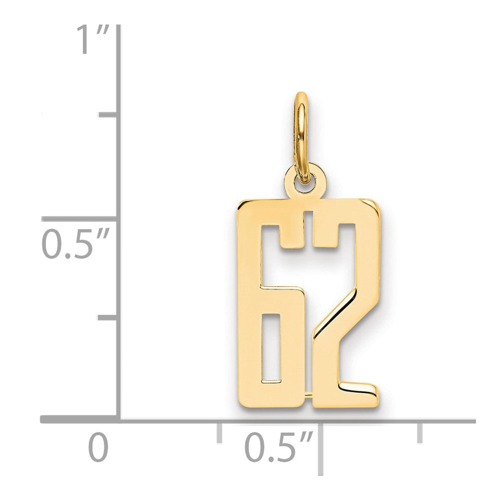 14K Yellow Gold Small Elongated Number 62 Charm