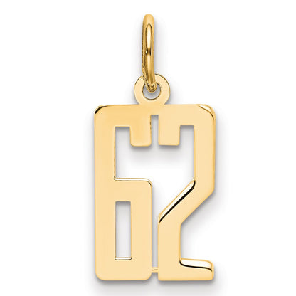 14K Yellow Gold Small Elongated Number 62 Charm