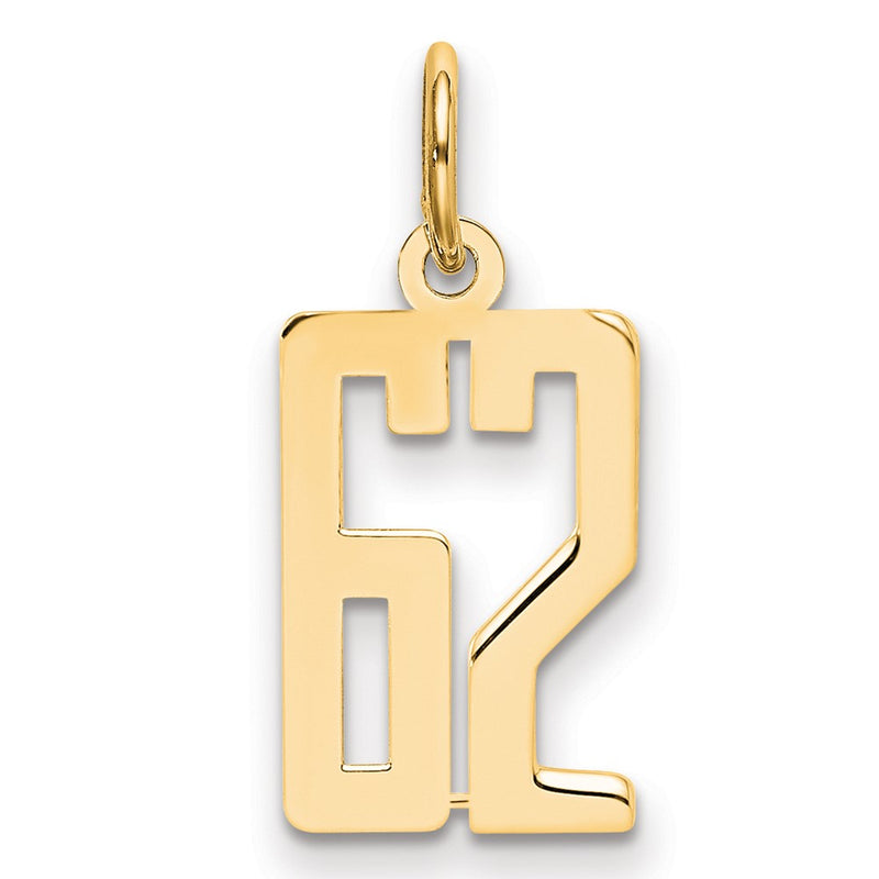 14K Yellow Gold Small Elongated Number 62 Charm