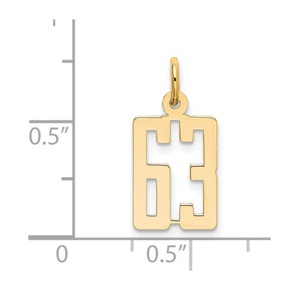 14K Yellow Gold Small Elongated Number 63 Charm