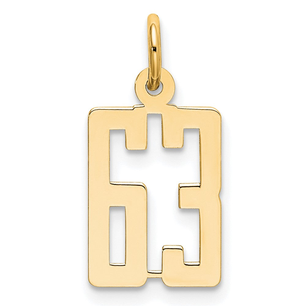 14K Yellow Gold Small Elongated Number 63 Charm