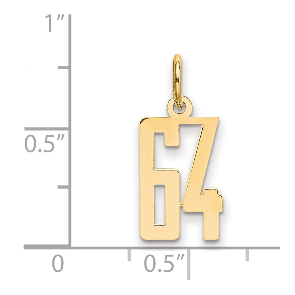 14K Yellow Gold Small Elongated Number 64 Charm