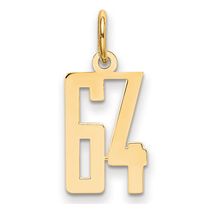 14K Yellow Gold Small Elongated Number 64 Charm