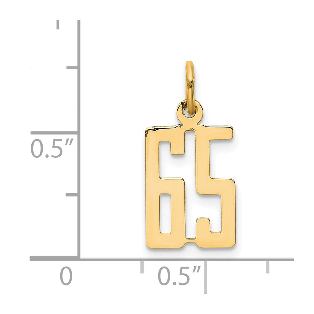 14K Yellow Gold Small Elongated Number 65 Charm
