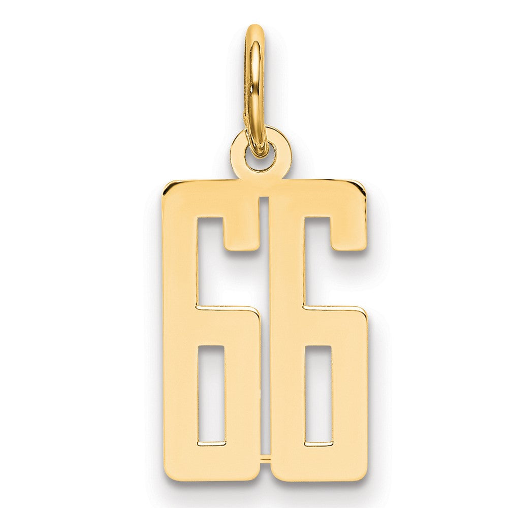 14K Yellow Gold Small Elongated Number 66 Charm