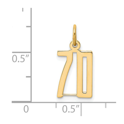 14K Yellow Gold Small Elongated Number 70 Charm