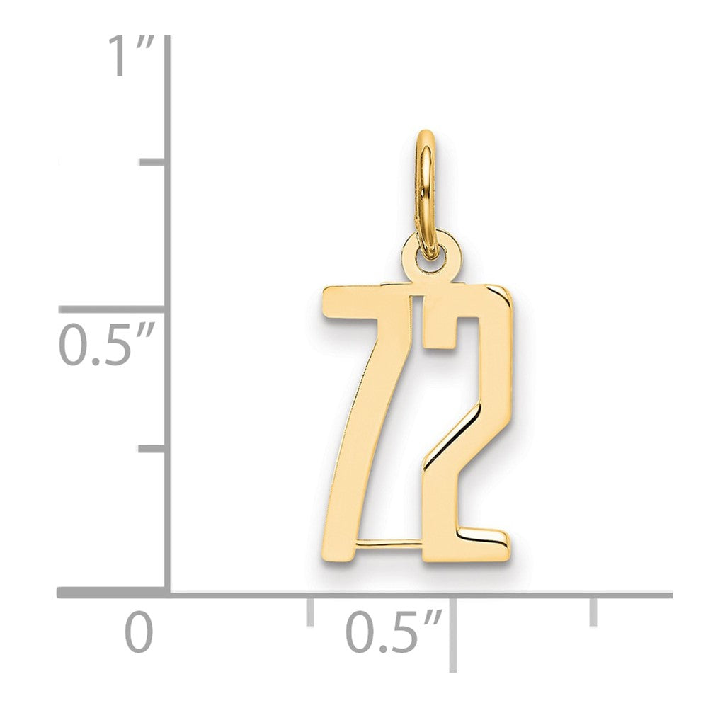 14K Yellow Gold Small Elongated Number 72 Charm