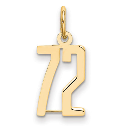 14K Yellow Gold Small Elongated Number 72 Charm