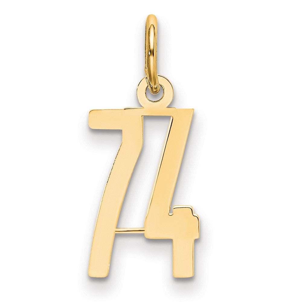 14K Yellow Gold Small Elongated Number 74 Charm