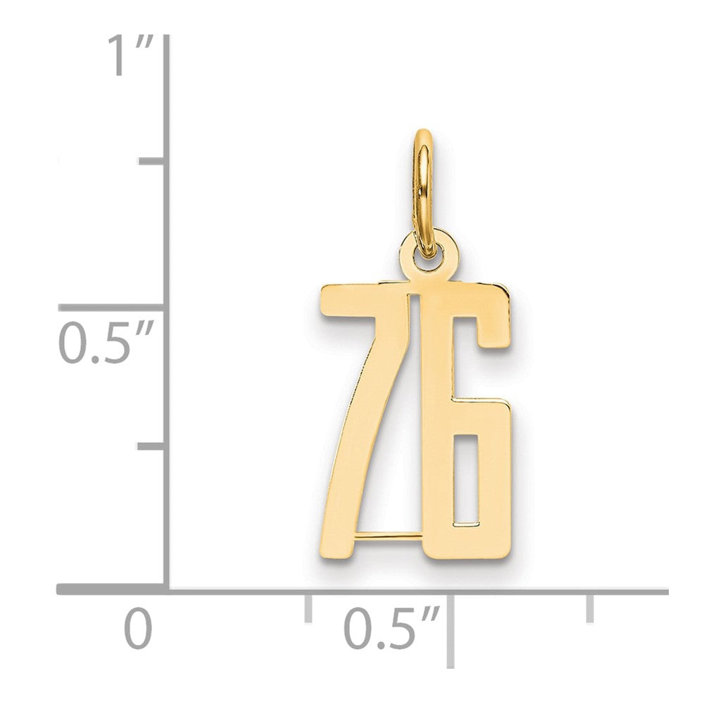 14K Yellow Gold Small Elongated Number 76 Charm