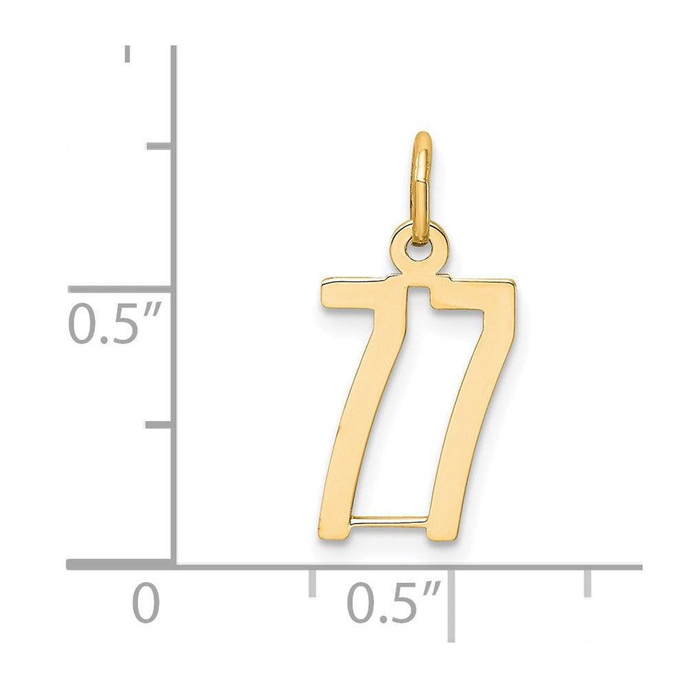 14K Yellow Gold Small Elongated Number 77 Charm